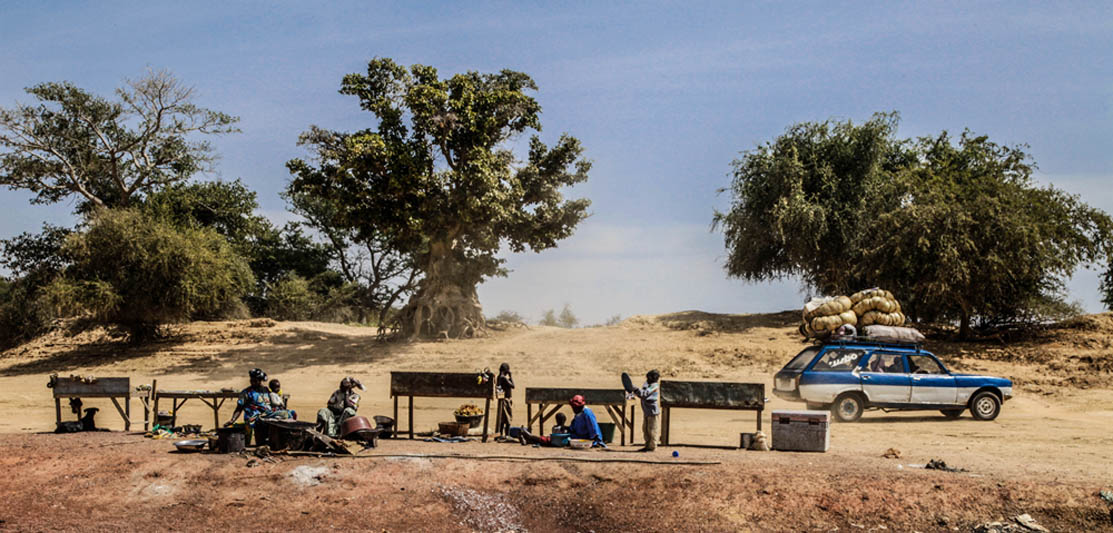 La rive, vue du bac qui emmène vers Djenné.